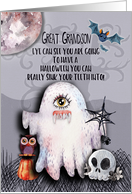 Happy Halloween to Great Grandson Halloween Scene Ghost Funny Pun card