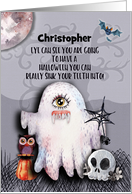 Happy Halloween Custom Name Halloween Scene Ghost Funny Pun card