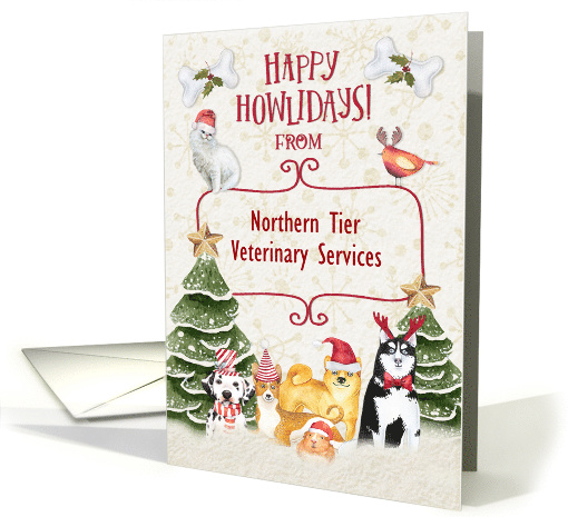 Happy Holidays from Veterinarian Custom Name Dogs and Animals card