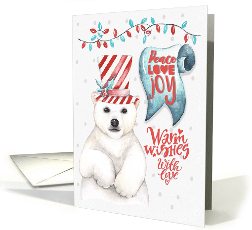 Merry Christmas Warm Wishes Polar Bear Word Art card (1504532)