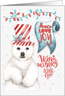 Merry Christmas Warm Wishes Polar Bear Word Art card