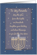 Happy Hanukkah To My Parents Celebrate Lights Menorah card