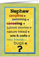 Thinking of You Nephew at Summer Camp Humorous Math Problem card