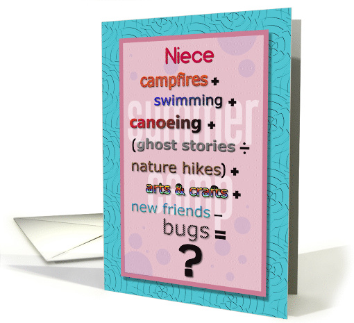 Thinking of You Niece Summer Camp Humorous Math Problem card (1519900)