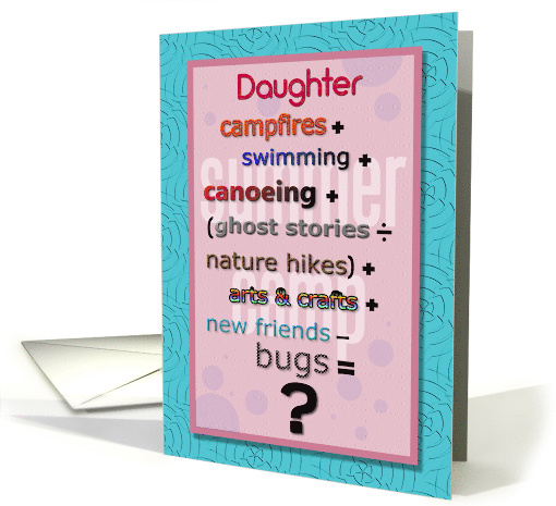 Thinking of You Daughter Summer Camp Humorous Math Problem card