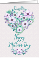 Happy Mother’s Day to Daughter Pretty Purple Floral Heart Wreath card