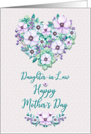 Happy Mother’s Day Daughter-in-Law Pretty Purple Floral Heart Wreath card