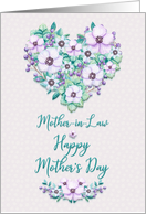 Happy Mother’s Day Mother-in-Law Pretty Purple Floral Heart Wreath card