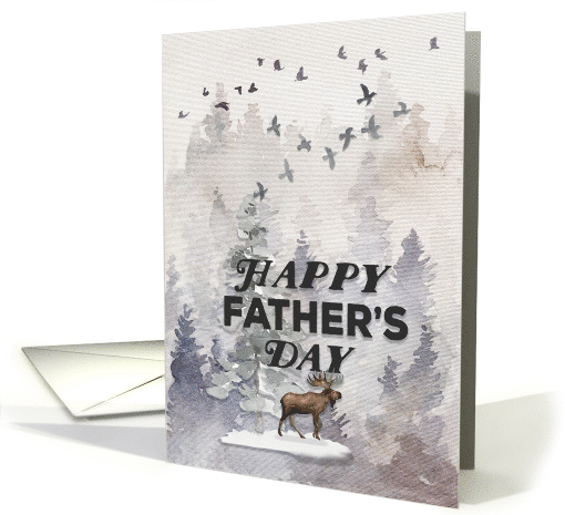 Happy Father's Day Moose and Trees Woodland Scene card (1522326)