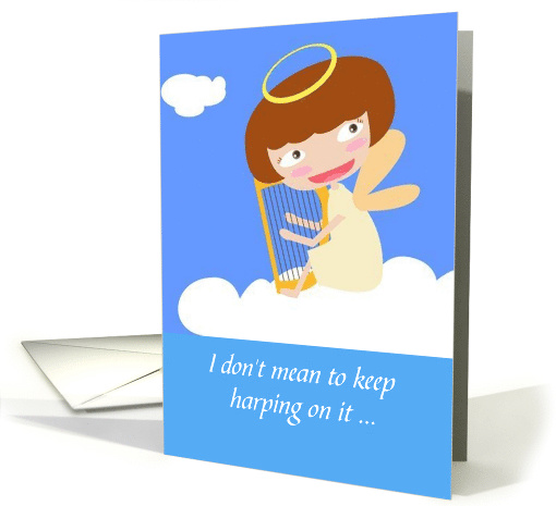 Musical and Amusing Thank You with Harp and Angel card (1531008)