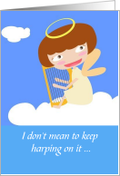 Musical and Amusing Thank You with Harp and Angel card