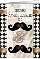 Gay Wedding Congratulations Uncle and Uncle Vintage Retro Mustache card