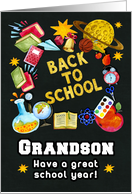Back to School for Grandson Chalkboard Full of School Items card