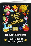 Back to School for Great Nephew Chalkboard Full of School Items card
