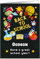 Back to School for Godson Chalkboard Full of School Items card