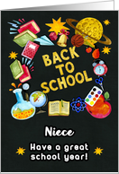 Back to School for Niece Chalkboard Full of School Items card