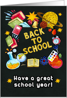 Back to School Chalkboard Full of School Items card