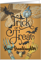 Happy Halloween to Great Granddaughter Trick or Treat Word Art card