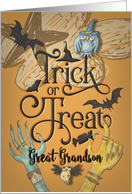 Happy Halloween to Great Grandson Trick or Treat Word Art card