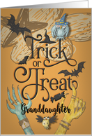 Happy Halloween to Granddaughter Creepy Trick or Treat Word Art card