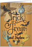 Happy Halloween to Great Nephew Creepy Trick or Treat Word Art card