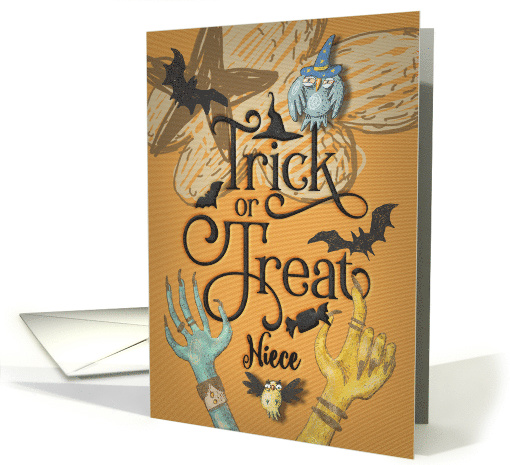 Happy Halloween to Niece Creepy Trick or Treat Word Art card (1540280)