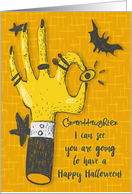 Happy Halloween to Granddaughter Creepy Hand and Eyeball card