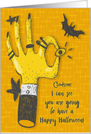 Godson Halloween Creepy Hand with Eyeball and Bat card