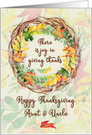 Happy Thanksgiving to Aunt and Uncle Pretty Leaves and Vine Wreath card