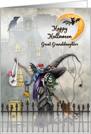 Great Granddaughter Halloween Little Witch Creepy Scene card