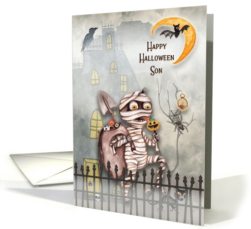 Son Halloween Little Mummy Creepy Scene Haunted House card (1543820)