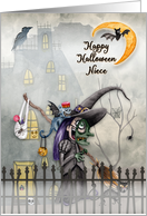 Niece Halloween Little Witch Creepy Scene Haunted House card