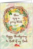 Happy Thanksgiving to Both of my Dads Pretty Leaves and Vine Wreath card