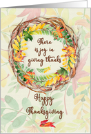 Happy Thanksgiving Pretty Leaves and Vine Wreath card