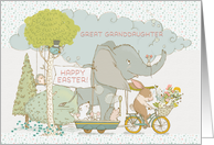Great Granddaughter Happy Easter Cute Animals on Parade card