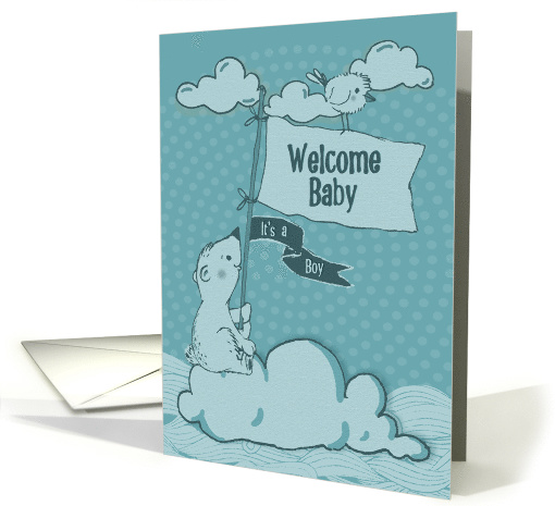 New Baby Congratulations Welcome Baby Boy Monochromatic Colors card