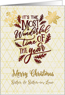 Merry Christmas to Sister and Sister-in-Law Modern Word Art card