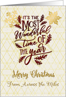 Merry Christmas From Across the Miles Snowflakes and Modern Word Art card