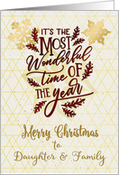 Merry Christmas to Daughter and Family Snowflakes and Modern Word Art card