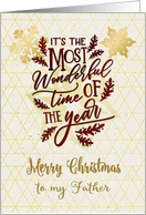 Merry Christmas to Father Snowflakes and Modern Word Art card