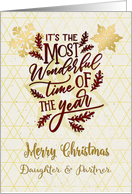 Merry Christmas to Daughter and Partner Modern Word Art card