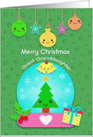 Merry Christmas to Great Granddaughter Cute Kawaii Characters card