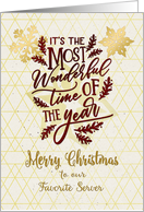 Merry Christmas to Favorite Server Wonderful Time of the Year card
