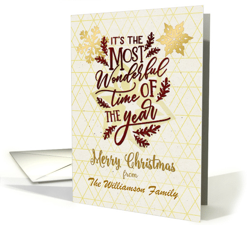 Merry Christmas Custom Name Wonderful Time of the Year Word Art card