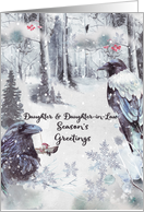 Season’s Greetings to Daughter and Daughter-in-Law Woodland Scene card