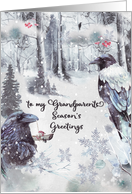 Season’s Greetings to Grandparents Winter Woodland Scene with Ravens card
