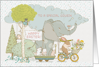 Happy Easter to a Special Cousin Cute Animals on Parade card