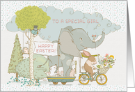 Happy Easter to a Special Girl Cute Animals on Parade card