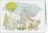 Happy Easter Custom Name Cute Animals on Parade card