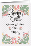 Happy Easter From Across the Miles Word Art and Flowers card